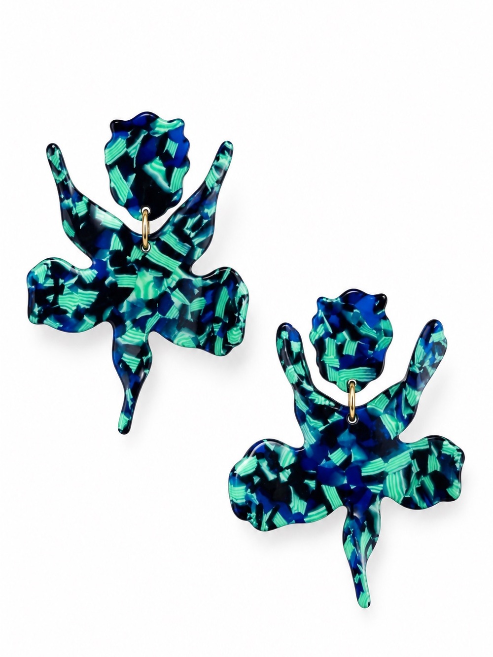 Lele Sadoughi Small Paper Lily Drop Earrings in Green.